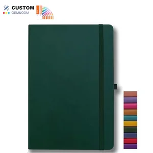 Premium Customized Logo A5 Hardcover Notebook College Ruled Lined Numbered Pages with Pen Loop for Office School Writing Journal
