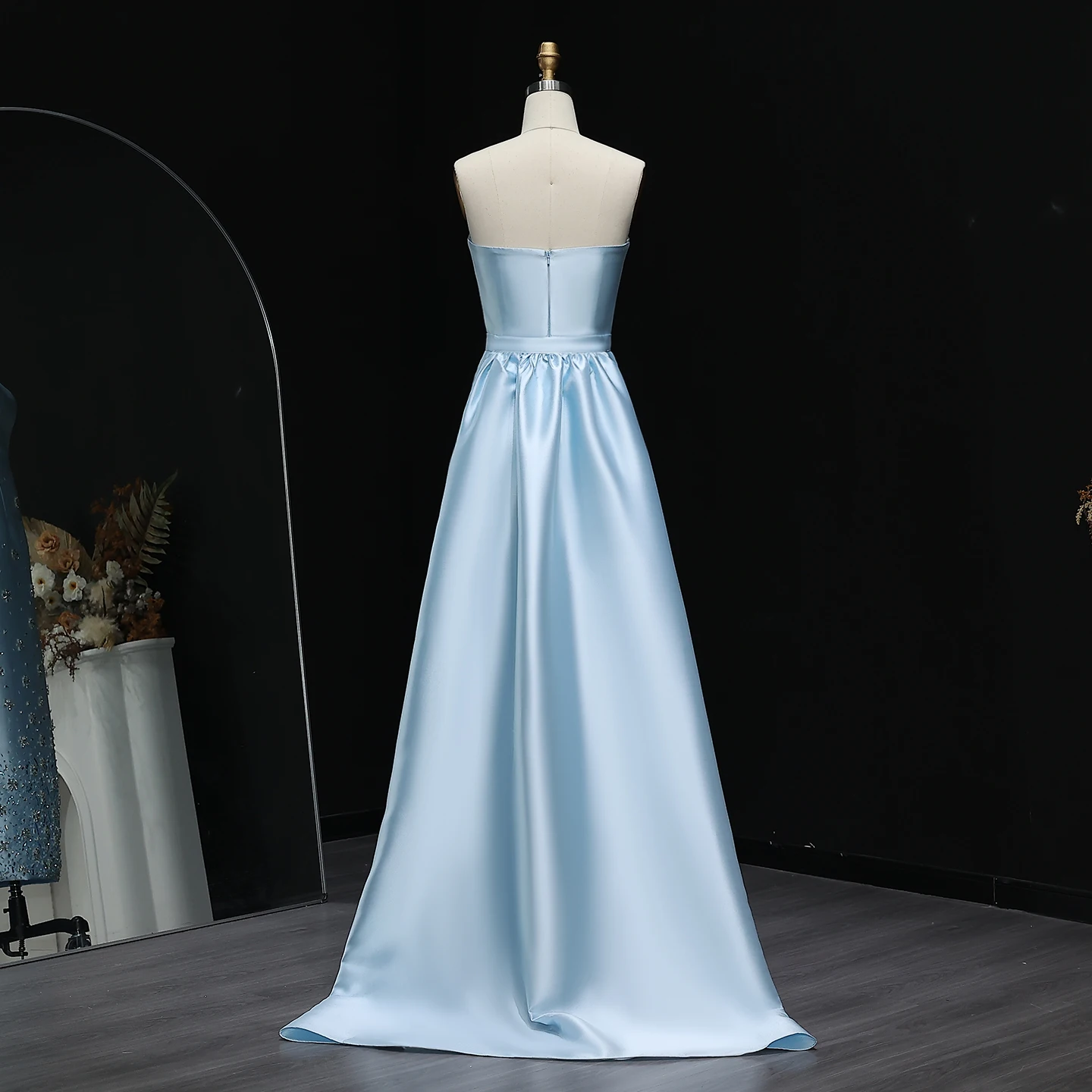 Sharon Said XD013 Elegant Blue Sheath Evening Dresses with Train Sash  Crystal Beaded Women Wedding Party Gowns| Alibaba.com