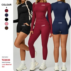 Custom Long Sleeved Conjunto De Yoga Suit Quick Drying Activewear Women High-Waist Gym Clothes Tight Running Fitness Sports Set