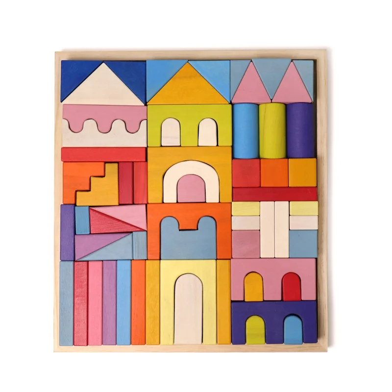 Grimms Creative Puzzle Landscape Large Stepped Counting Romanesque 1001 Nights rainbow Castle Blocks for Kids