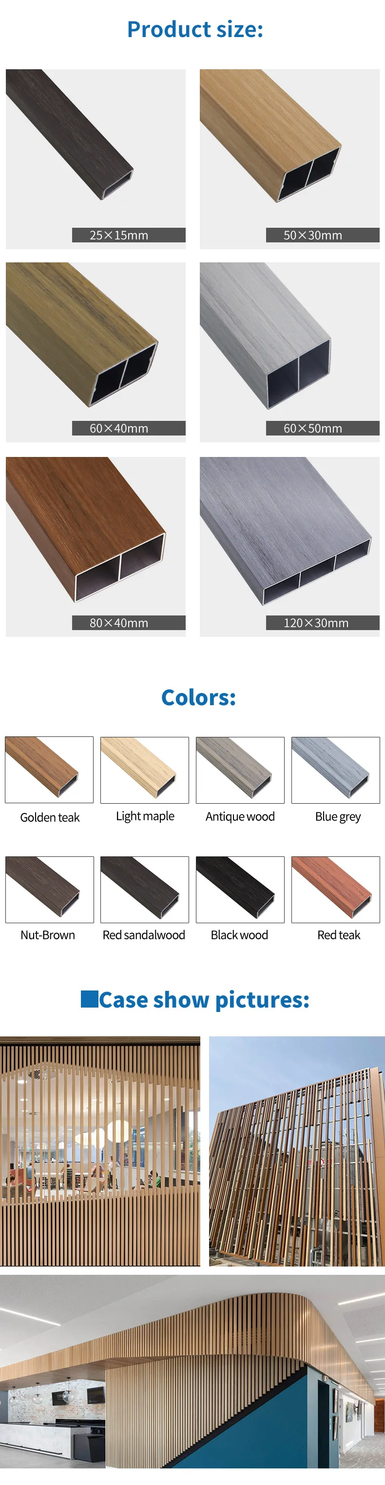 Cladding Tubeface HOYEAH 1536 WPC square Tube Co-extruded Exterior Aluminum square Tube ...