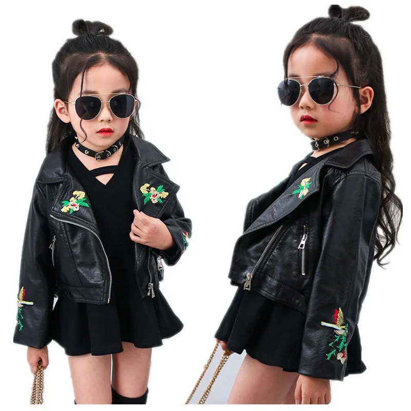 Kids Unisex Jacket Faux Leather Spring&Autumn Girl... - Grandado