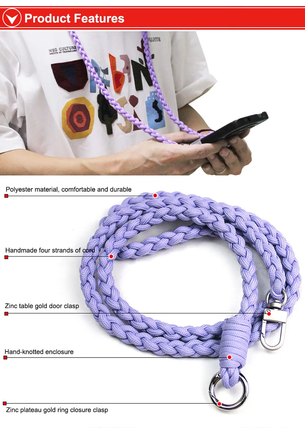 Phone Lanyard Strap Mobile Chain Multiple Colors Rope Case Customized Adjuster Accessories Cell 2 In 1 Weave Sjs039 Laudtec factory