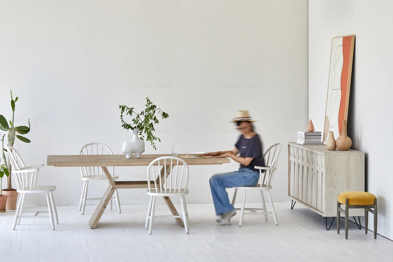 Retro Rustic Classic Accent Tafel Wabi Sabi Recycled Pine Dining Room