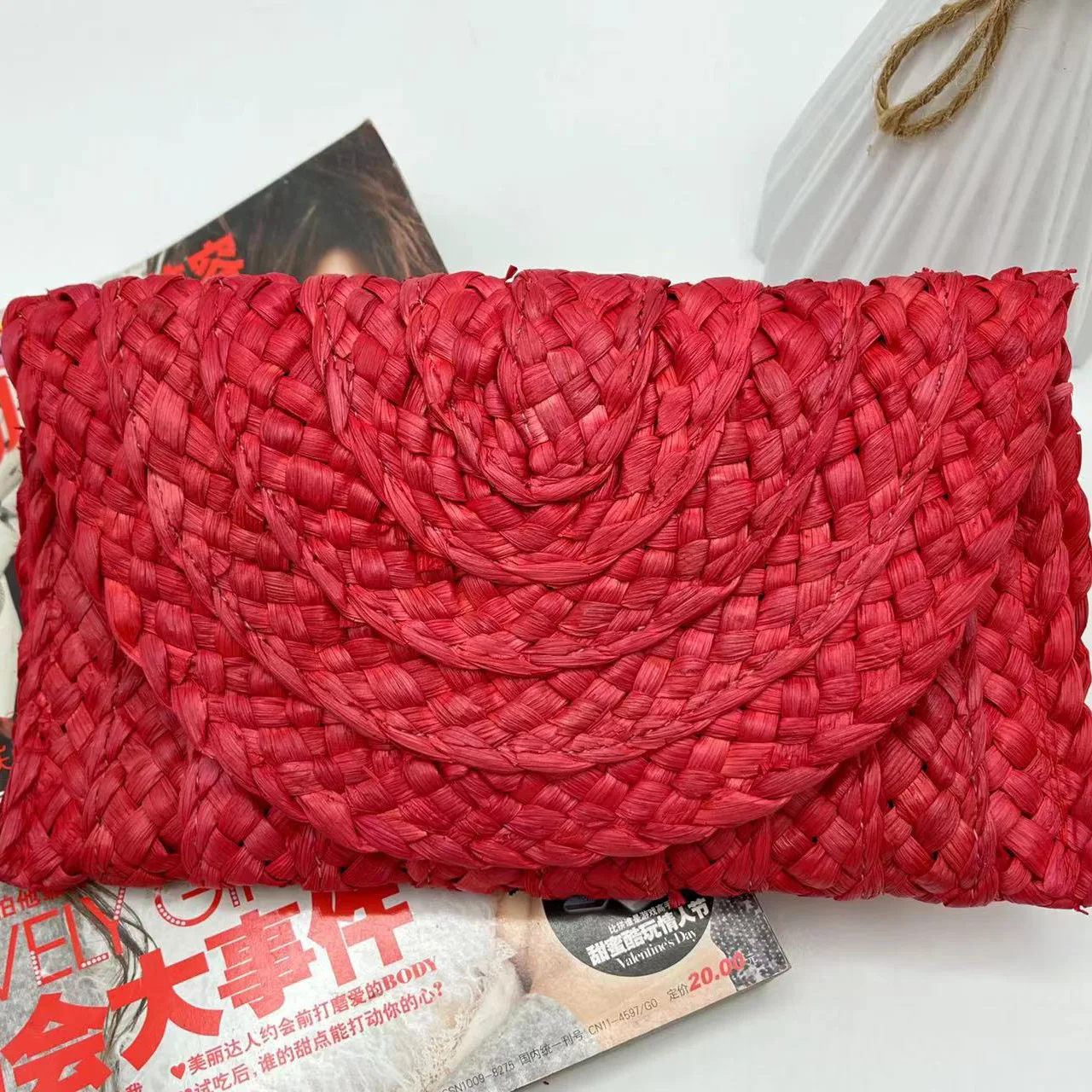 New Handmade Straw Woven Handbags Small Square Purses Summer Beach Bags  Women Handmade Phone Bags Ladies Straw Clutch Bag