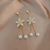 39-Golden flower ear clips