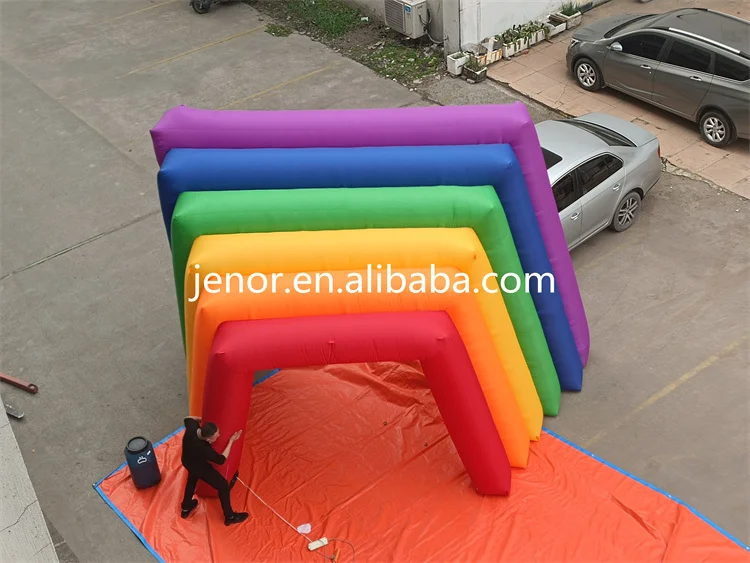 Colorful Rainbow Inflatable Arch Tunnel Entrance for Pride Parade Party Decoration