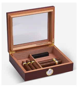 High quality luxury leather wooden custom logo cigar box portable cigar box travel
