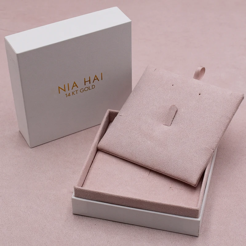 Customized Luxury Paper Jewelry Packaging Box with Hot Stamping Logo Velvet Insert Texture Embossing Matt Lamination UV Coating