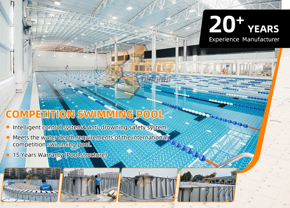 Indoor Large Swimming Pool Rectangle Prefabricated Zn-Al-Mg Steel Training Swimming Pool