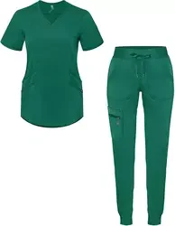 Medical Scrubs Nurse Short Sleeve Top Joggers Scrubs Suit Men And Women ...