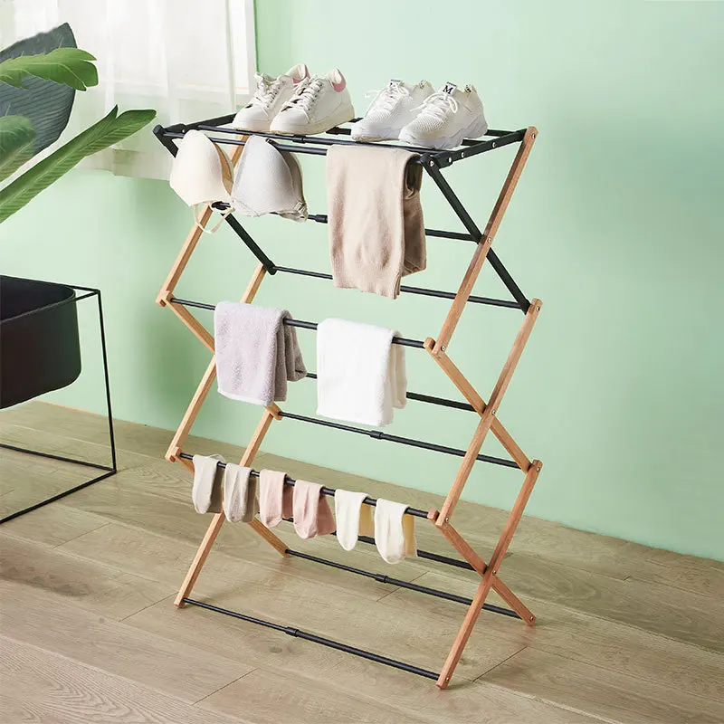Bamboo Wooden Foldable Outdoor Garment Clothes Dryer Racks Folding