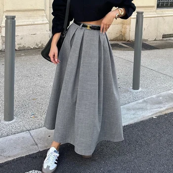 Jupe évasée maille jacquard taille élastiquée Gris