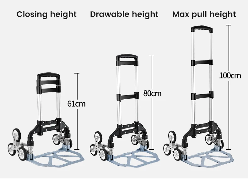 Stair Climber Hand Truck and Dolly, 176 Lb Capacity Heavy-Duty Trolley Cart with Telescoping Handle and TPR Wheels