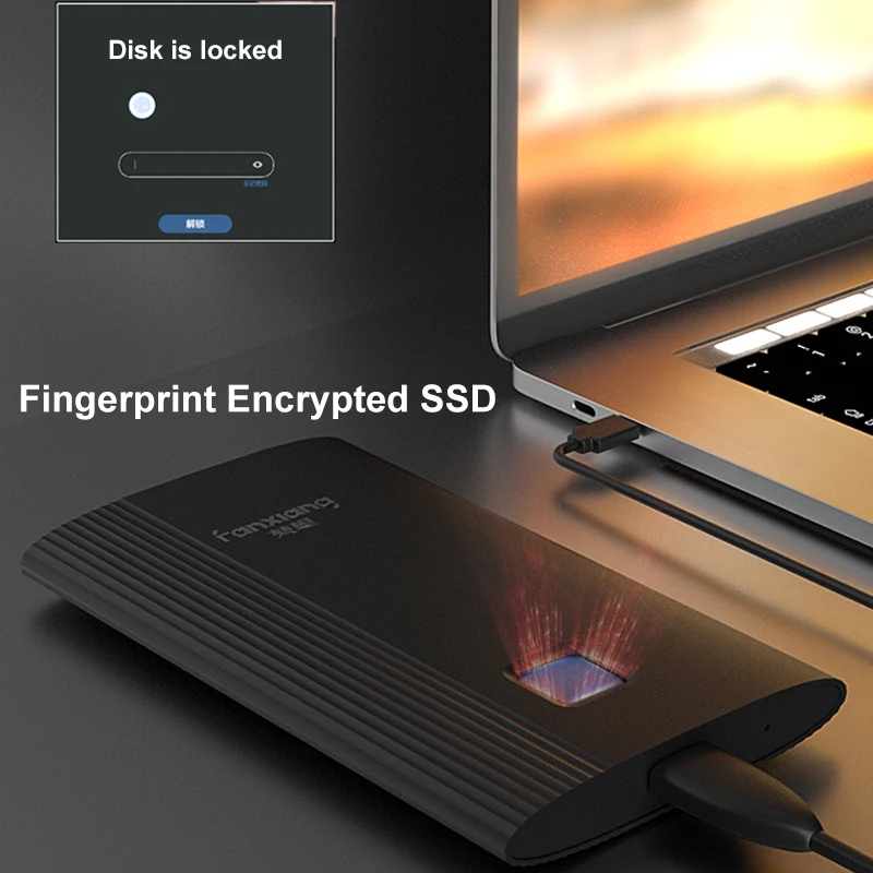 256gb 512gb 1tb Fingerprint Encrypted Usb 3.2 Typec Mobile Portable