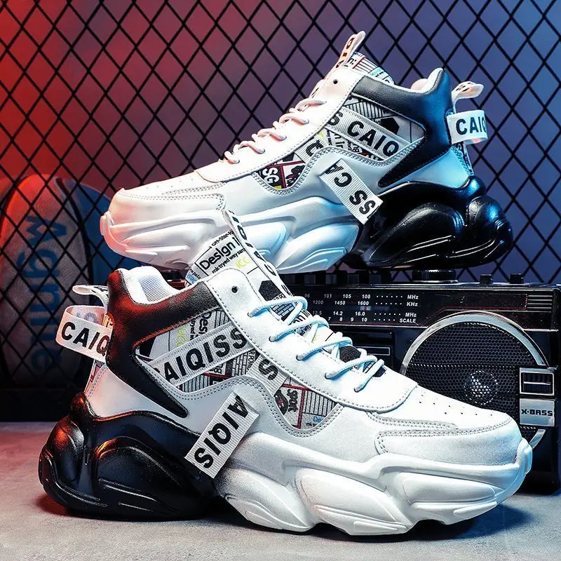 Men's shoes 2024 fall new breathable high-top trend inside booster sneakers