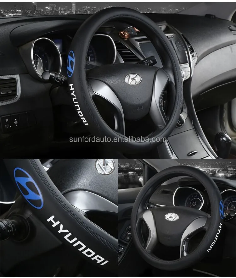 Car Accessories 2022 Steering Wheel Cover With Car Logo Leather Car