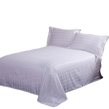 Luxury hotel pure cotton bed linen High quality comfort soft cotton satin strip design hotel flat bed linen