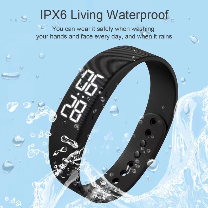 Male Female Student Sports Smart Watch Bracelet with Vibrating Alarm Step Counting for Running Square Shape Activity Tracker