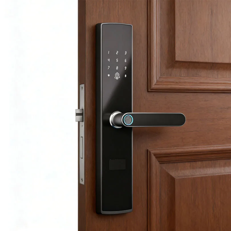 ล็อกประตูอัจฉริยะรุ่นใหม่ล่าสุด ดีไซน์คลาสสิก ใช้ลายนิ้วมือและรหัสผ่าน ล็อกความปลอดภัยที่ทนทานสำหรับบ้านยี่ห้อ Kaisstar