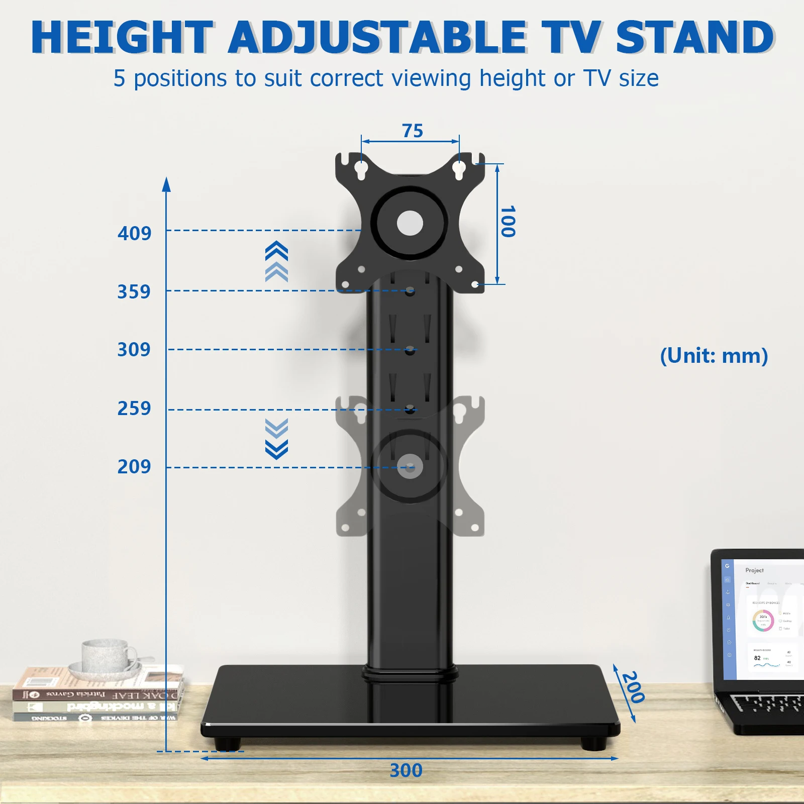 Single Computer Monitor Freestanding Desk Stand Mount Riser For 13 To