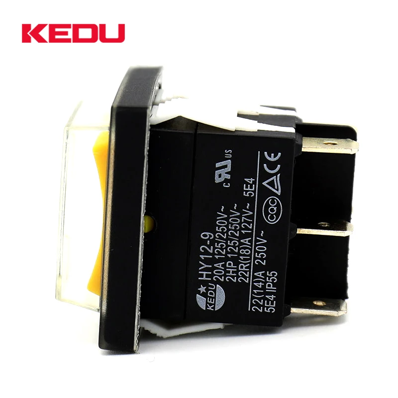 Interrupteur à Bascule 6 Broches HY12-9-3 - 20A/2CV, IP65 - Parfait Pour Outils électriques Industriels Et Lourds