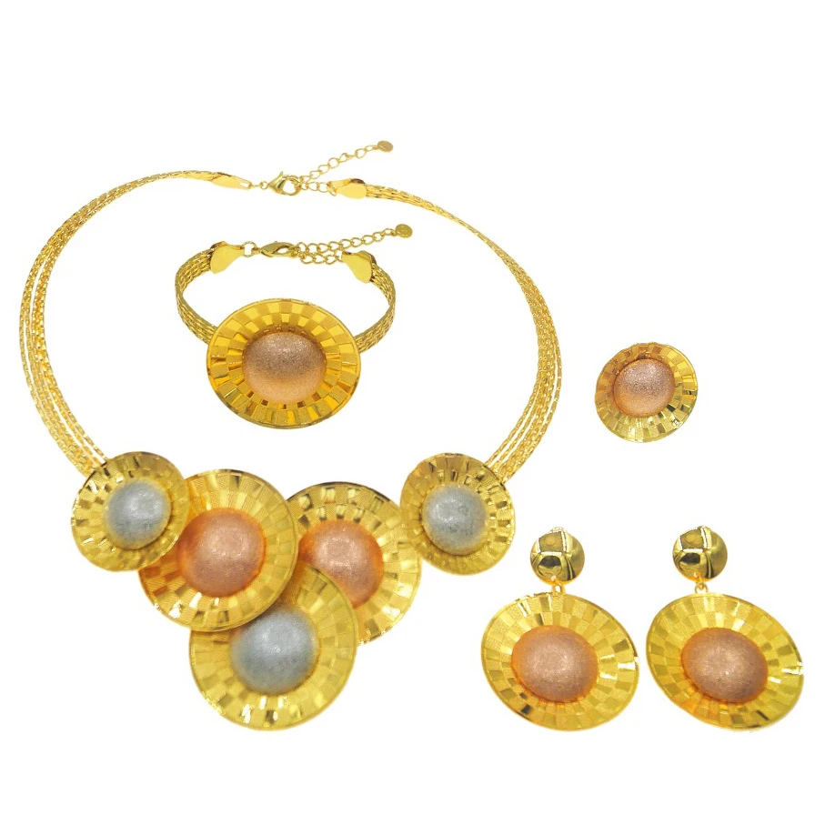 Zhuerrui 18k Gold Wedding Jewelry Set Accessories Big Brazilian Gold