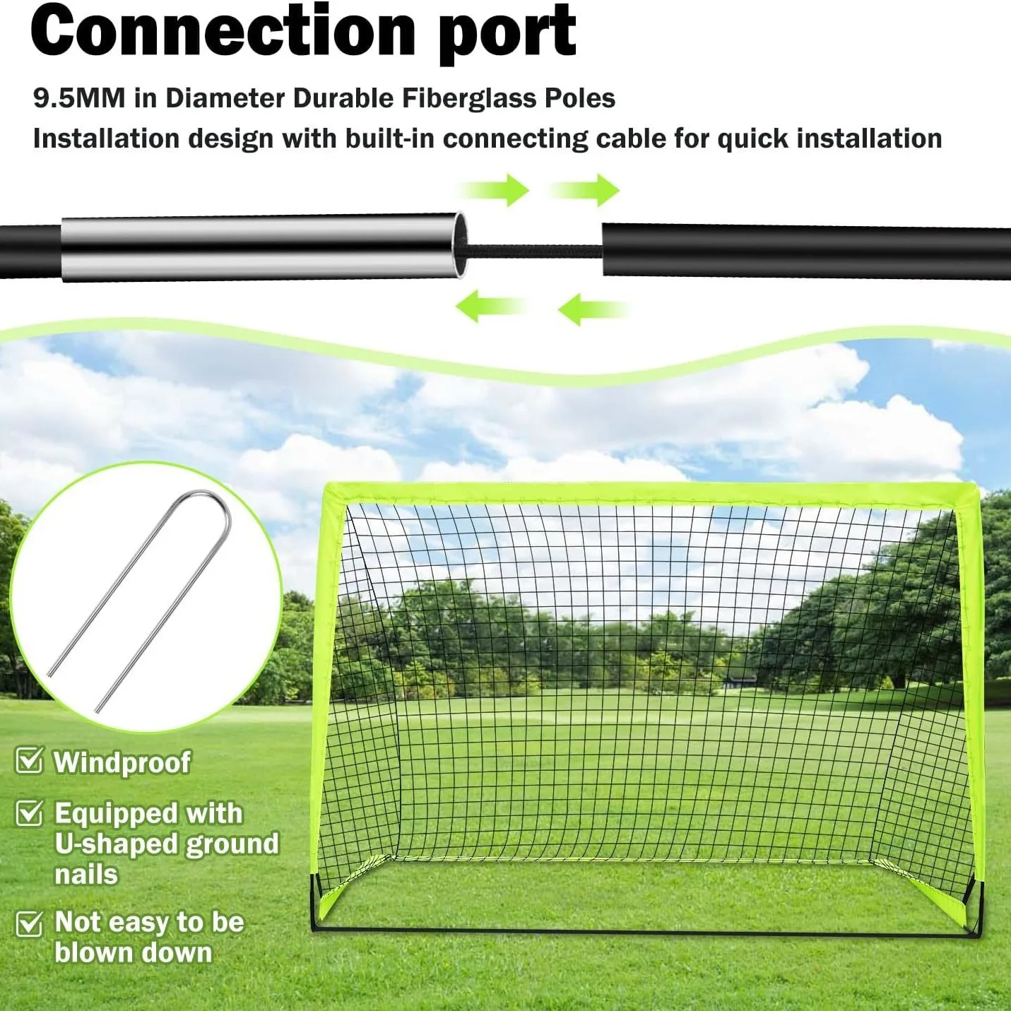 Factory Portable Soccer Goal Net For Kids Adults Pop Up Extra Stakes Training Cones Speed Agility Ladder With ball Carry Bag factory