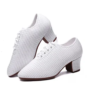 Ladies' Ballroom Dancing Shoes Cloth Soft-Soled Modern Dancing Shoes Indoor Outdoor Rubber-Soled Square Training Dance Shoes