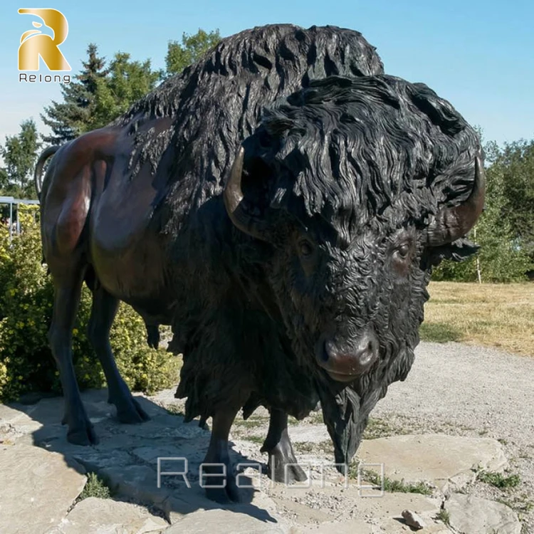新しいデザインの屋外鋳造動物ブロンズ製水牛バイソン庭園彫刻 新しいデザインの屋外鋳造動物ブロンズ製水牛バイソン庭園彫刻