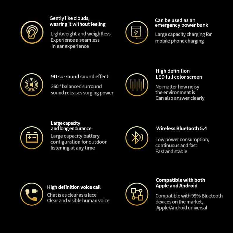 YW08 ANC ENC Sport TWS Earbuds Audifonos in Ear Wireless Airbud Noise  Cancelling Earphone Gaming In-ear Headphone with Screen