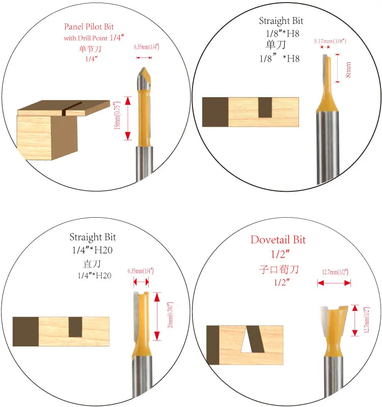 24PCS Router Bits Set Tool Set with Carrying Case CNC Router Bits ...