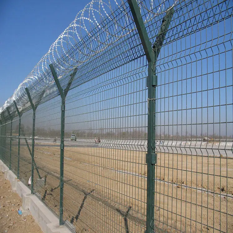 Y Post Airport Fence Concertina Razor Mesh Fence for Prison Airport Border Factory Railway Gas Pipelines Power Substation