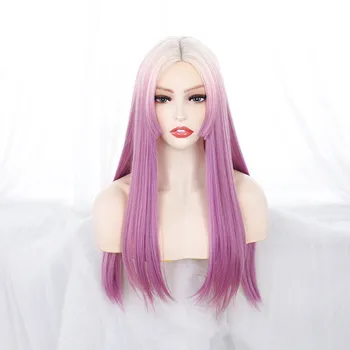 Full Headgear for Long Straight Hair Princess Hair Golden Gradient Pink Cos Japanese Princess Hairstyle Special Beautiful Color