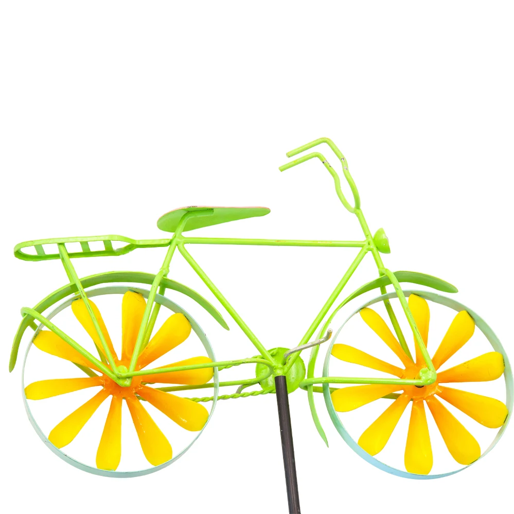 3D Yellow Bike Garden Stake Spinner Garden Ornament Outdoor Patio Garden Bicycle Wind Spinners Yard Windmills Stake Decoration