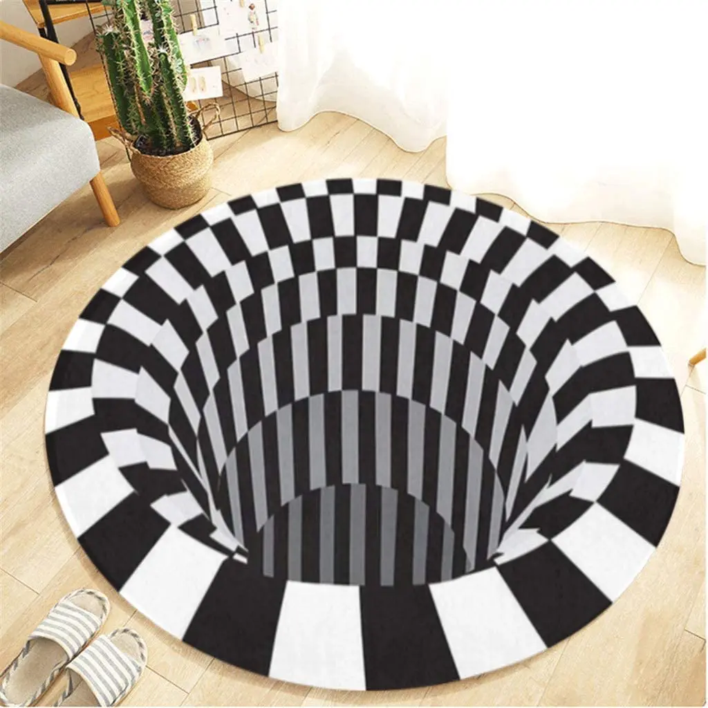 Vortex Illusion Rugs 24x24 Inches 3d Optical Illusion Rug Black White Plaid Stereo Visual Bedroom Mat Buy 3d Impresso Carpet 3d Floor Carpets Weight 3d Rug Carpet Product On Alibaba Com