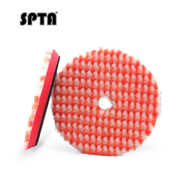 SPTA 3" Wool pad,Wool Polishing Pads,Wool Cutting Pad, Orange&White Heavy Cut Wool Buffing and Polishing Pad