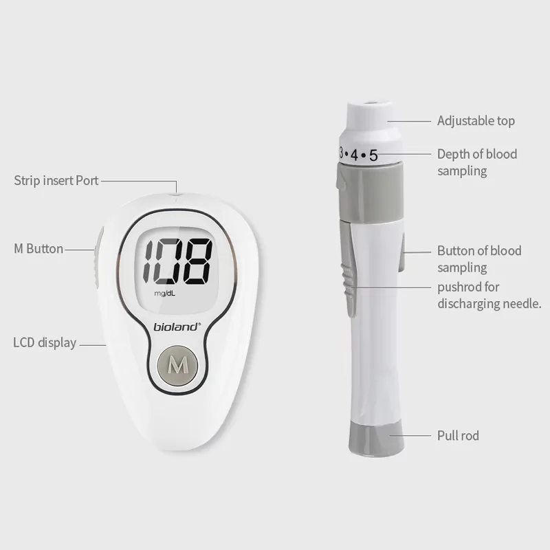 Kit Per Il Test Della Glicemia Per Il Diabete, Strisce Reattive Compatibili Con Bluetooth, Lancette - Foto 5