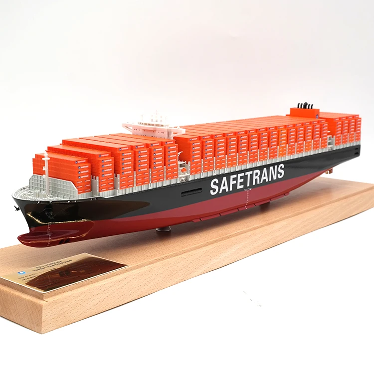 【A】Customizable 45cm SAFETRANS Souvenir Nautical Model Handmade Business Gifts Metal Alloy Container Ship Model