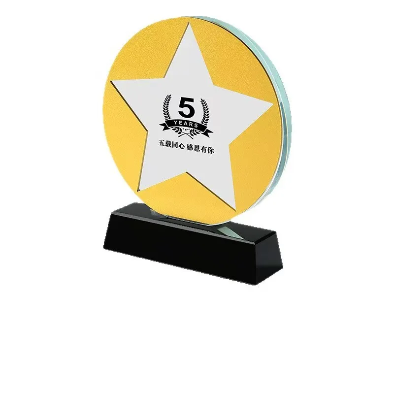 Custom New Design Round High Quality Crystal Glass Sports Event Award Trophy with Colorful Options preview 4
