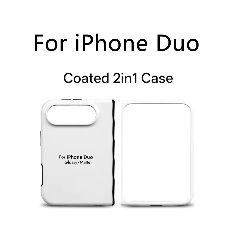 Étui de téléphone personnalisé 2-en-1 avec sublimation 3D, vente en gros sous marque propre (OEM & ODM), compatible iPhone Duo, supporte la recharge sans fil, housse arrière vierge imprimable