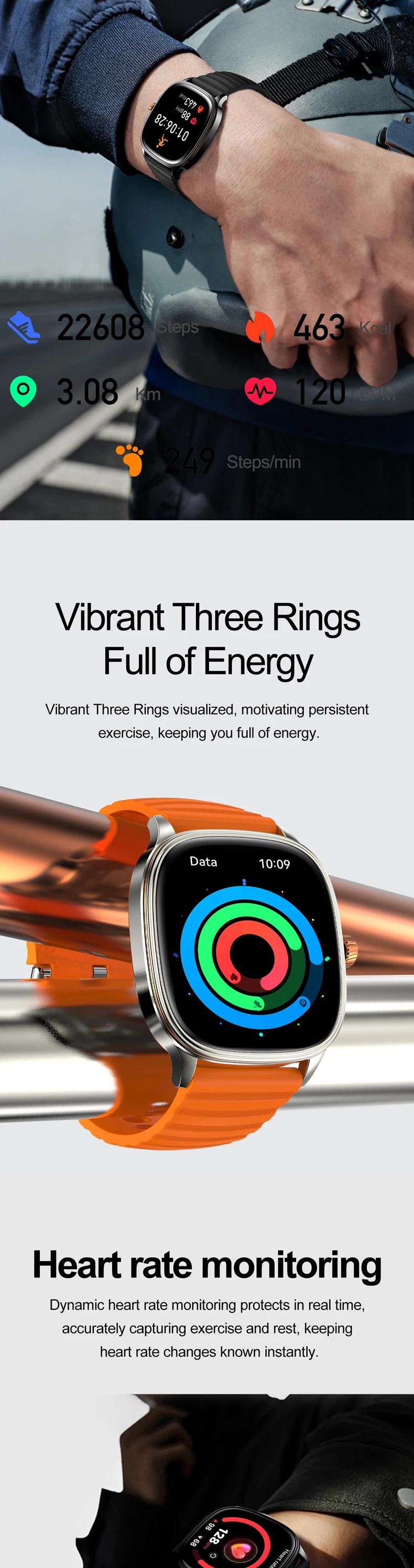 product hot design 2026 smart watch hk73 black orange ultra thin body 173inch amoled screen custom faces bt calling unisex smartwatch-10