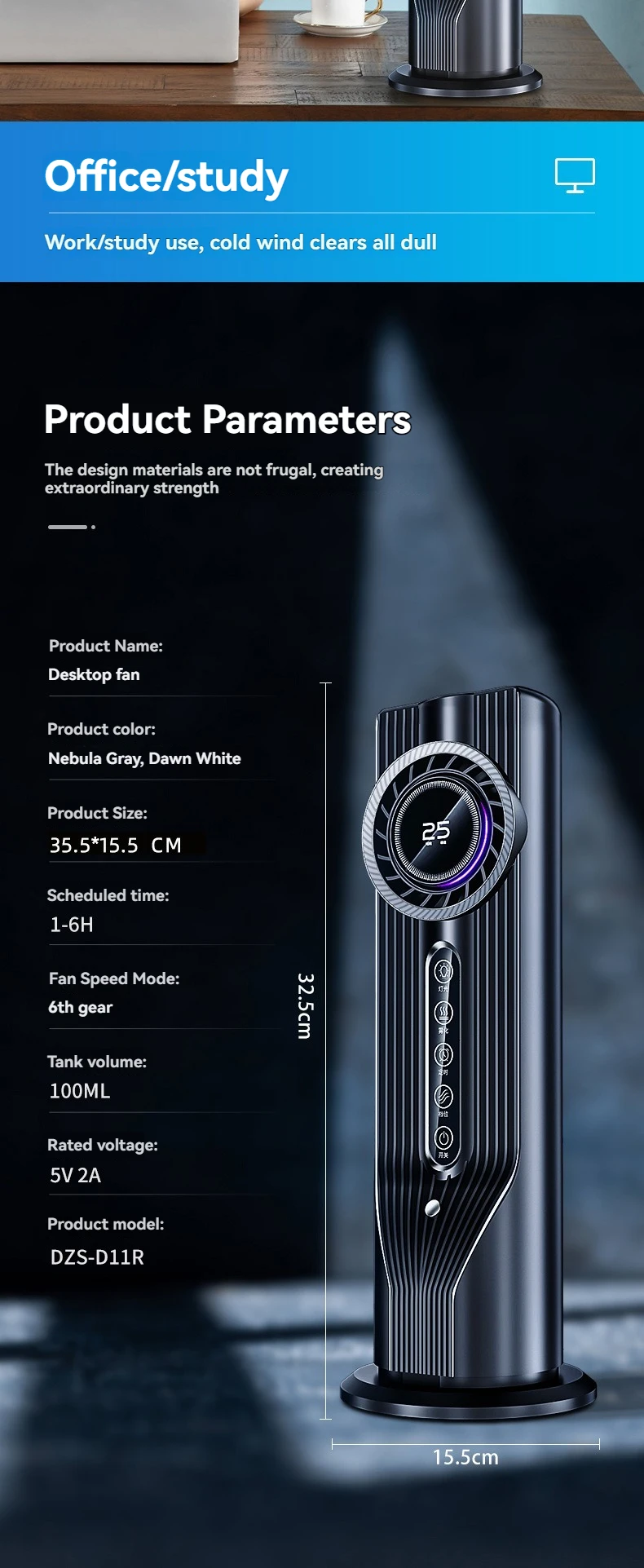Draagbare mini desktop airconditioning met waterbevochtiging_voghion.com