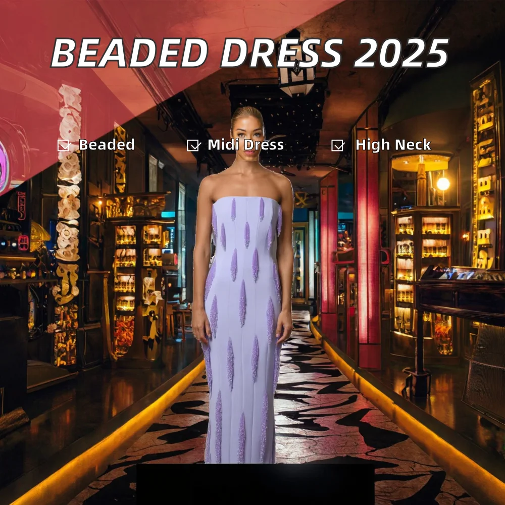 Casual Woolen Chest Dress with Stand Neckline Midi Length Woven Nail Bead Wrapped Heavy Industry Style 100% Polyester