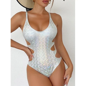 Factory Best-selling Luxury Shiny Glitter Sparkling High Waist Bikini Female Swimsuit Women Swimwear  Bikini Set