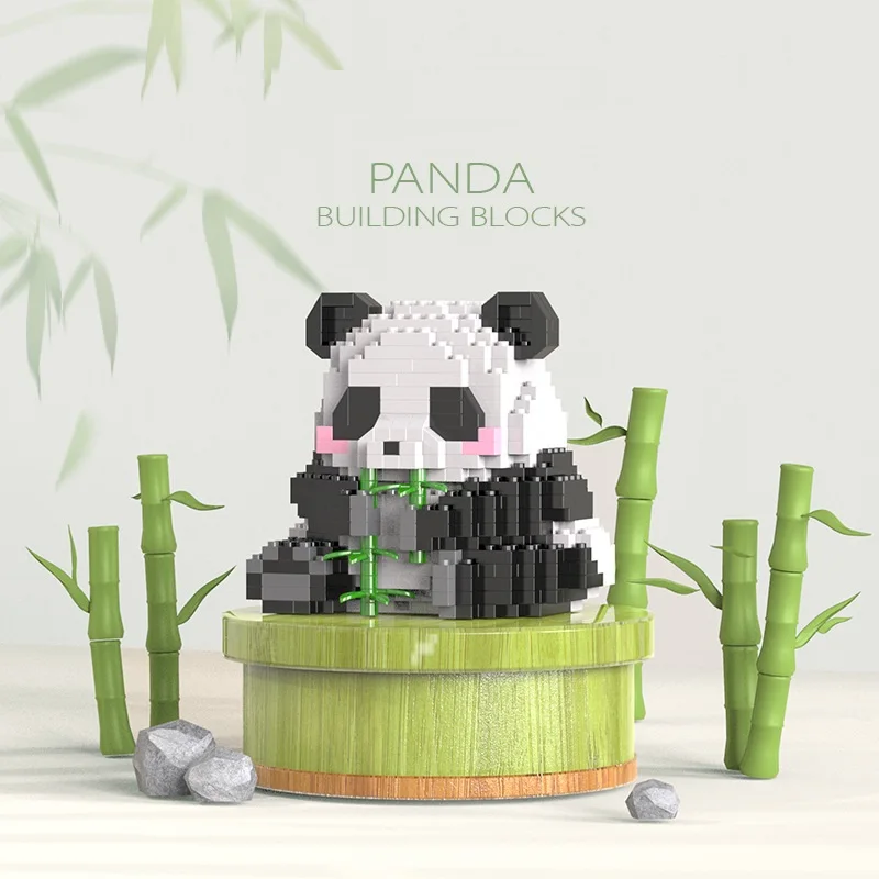 Panda W1101-1112 Niedliche Bambus-Bausteine Kreatives Modell-Spielzeug fr  Kinder Mdchen Jungen Einzigartige Geschenkidee
