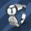 adjustable size Platinum gray bead ring