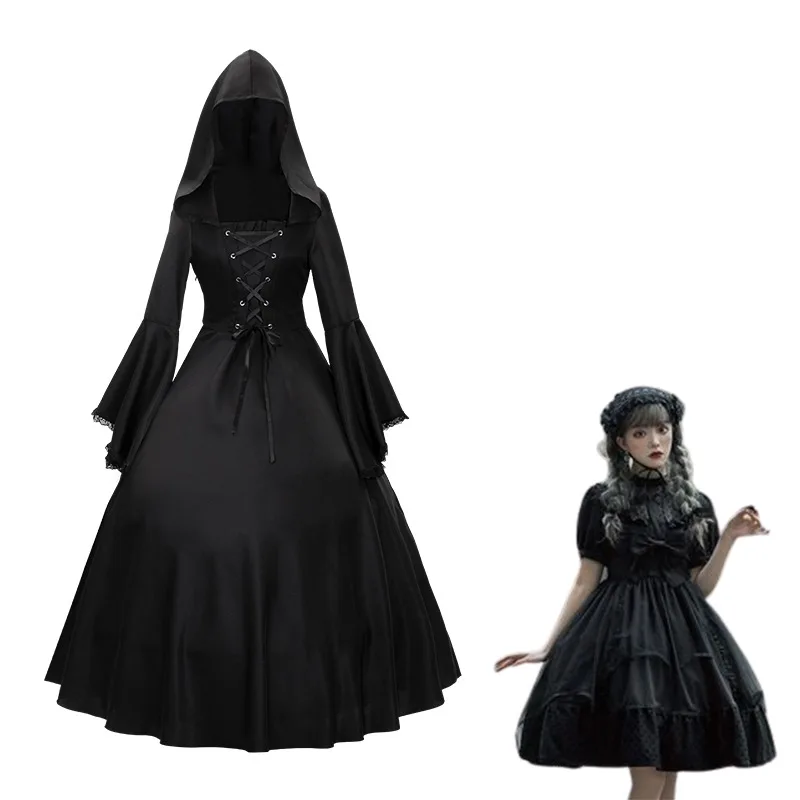 Women's Gothic Dress with Hood Popular Medieval Costume