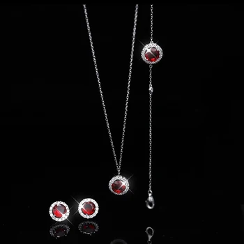 Blossom CS Jewelry Simple Hot Selling Silver 925 3-Piece Set 3a Zircon Necklace Sets For Women Jewelry