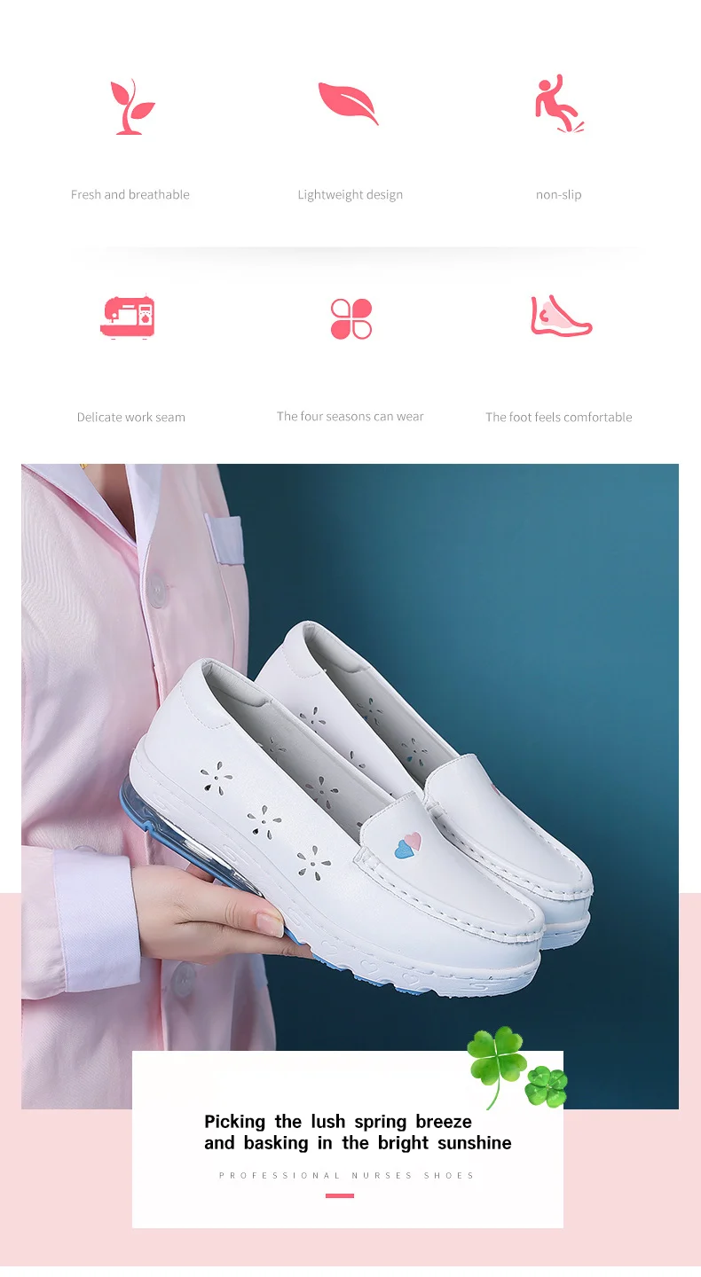 Nurse Cotton Shoes Nursing Shoes Hospital for Women With Wedge Heels Comfort Warm Soft Flat Anti-slip Safety Work White Shoes